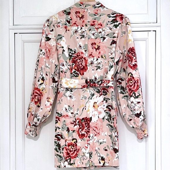 NWT Anthropologie x Mare Mare Pink Floral Mini Puff Sleeve Shirtdress Womens S - Picture 3 of 9